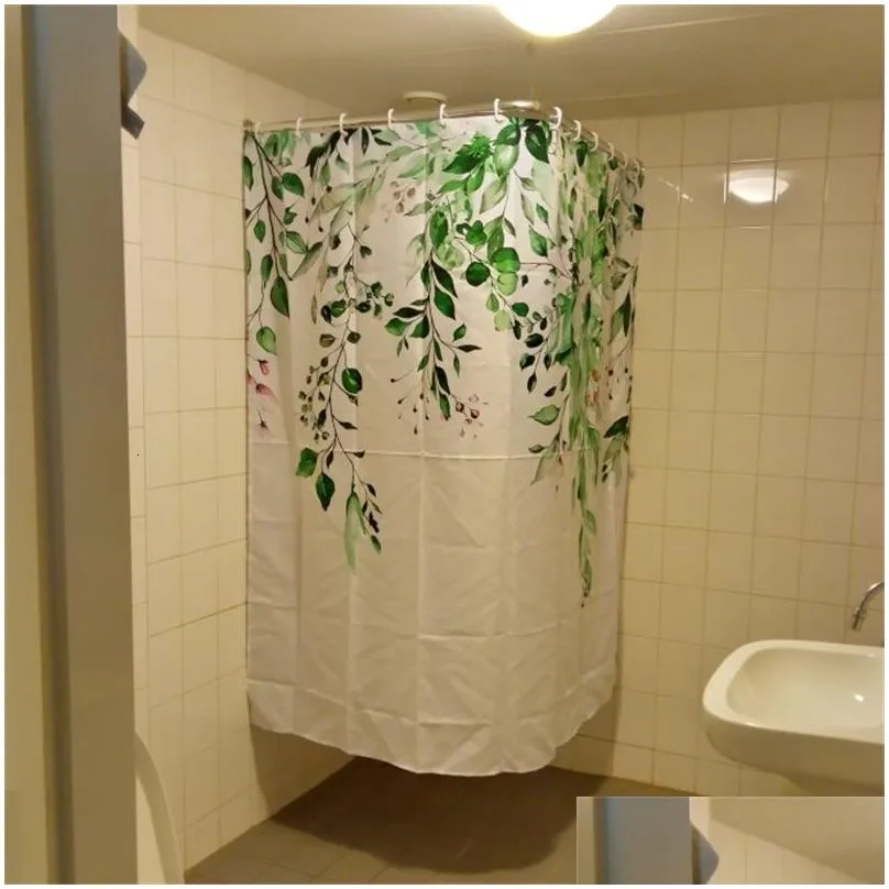 shower curtains greenery leaf bathroom curtain vine flower shower curtain modern nordic minimalist polyester home decor bathroom curtain hooks