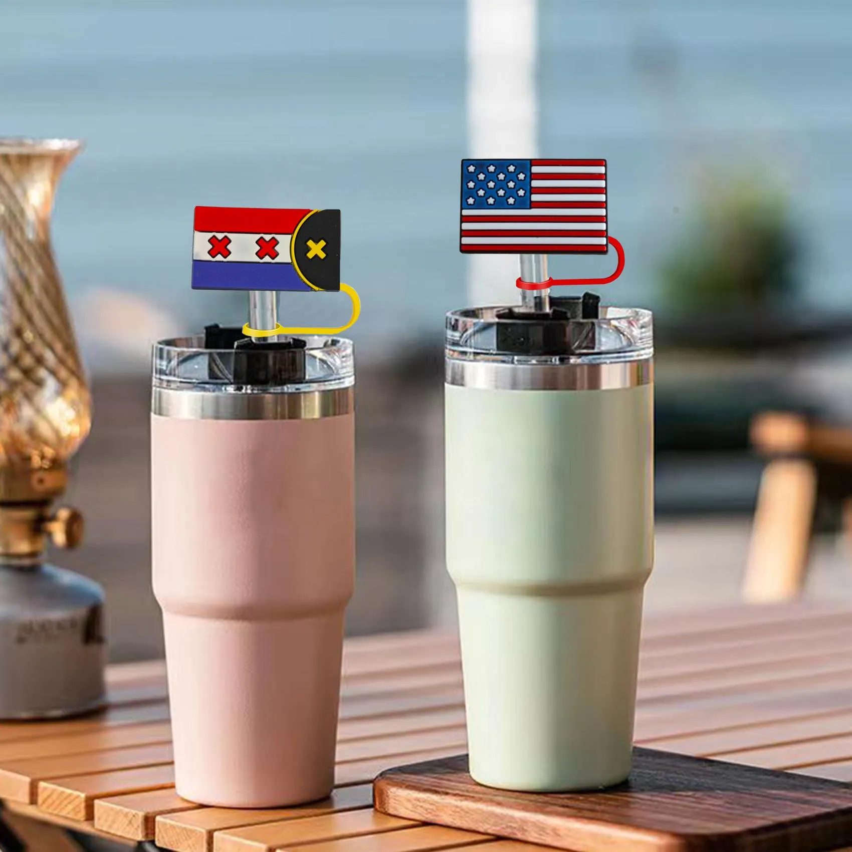 national flag straw cover for  cups protectors cute funny tumbler topper accessories man woman gift dust-proof caps 40 oz water bottles cap cup