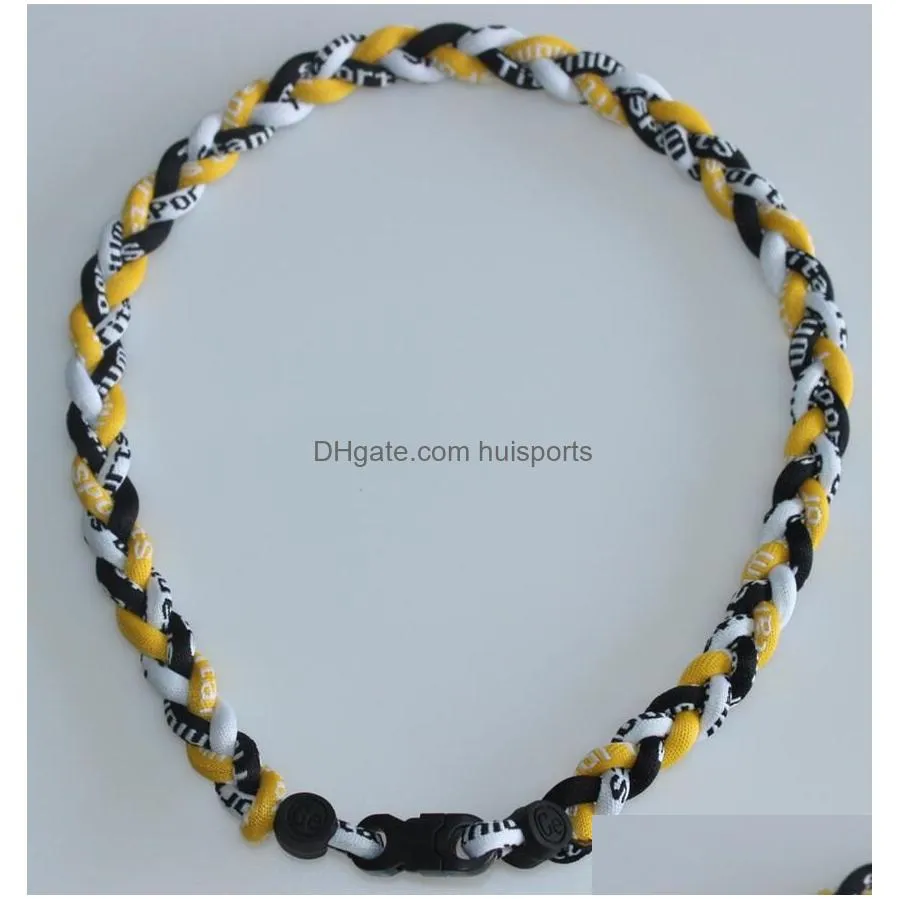 titanium sport accessories baseball necklace art braided rope twist ropes white with red stitch sports germanium tornado braide