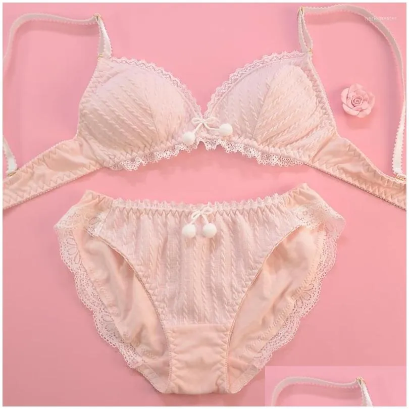 bras sets cute lolita lace bra and panty set japanese schoolgirl kawaii lingerie comfortable thong underwear briefs for women