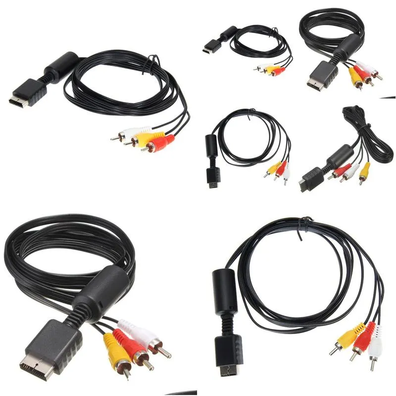 500pcs lots 1.8m Audio Video To 5 RCA AV Cable for PS3/PS2 AV Component TV Video Cable