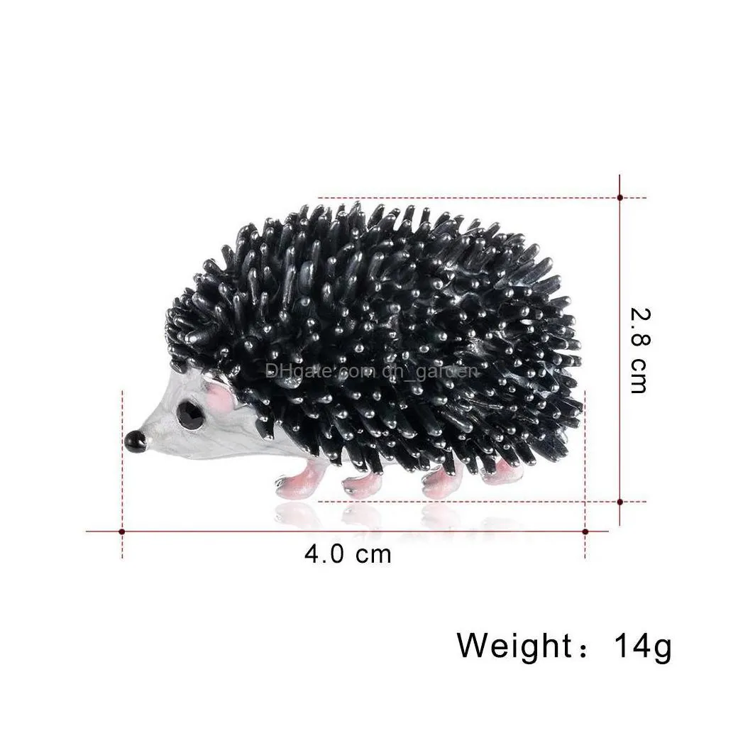 Pins Brooches Wholesale Womens Fashion Natural Insect Animal Lovely Alloy Rhinestone Hedgehog Brooch Pins Women/Man Party Wear Drop D