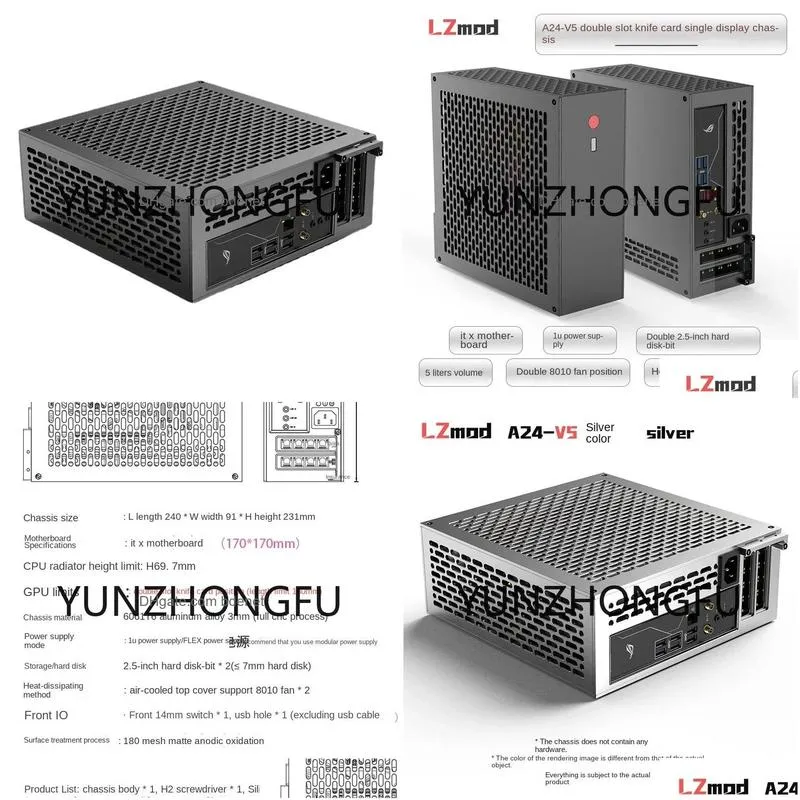 Other Building Supplies Lzmod 5L Mini A24-V5 Dual-Slot Single-Display Chassis Double-Sided Chamfer 1U Power Supply Itx Drop Delivery H Dhdei