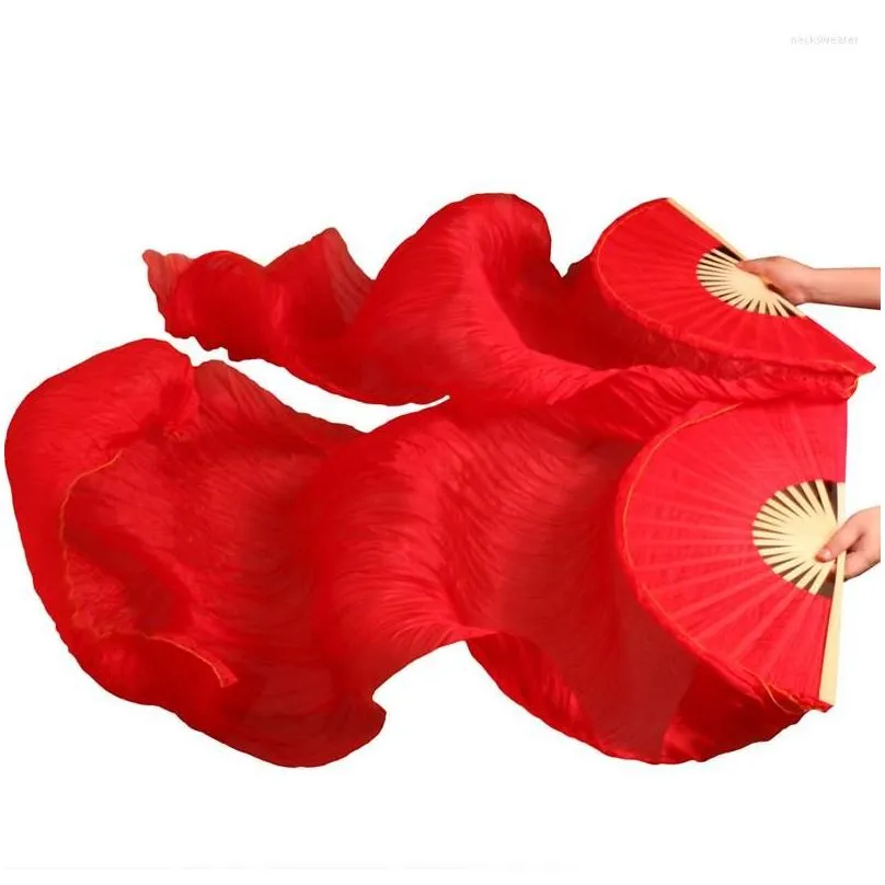 stage wear belly dance fan 1 pair handmade dyed silk high quality chinese real silk/imitation veil