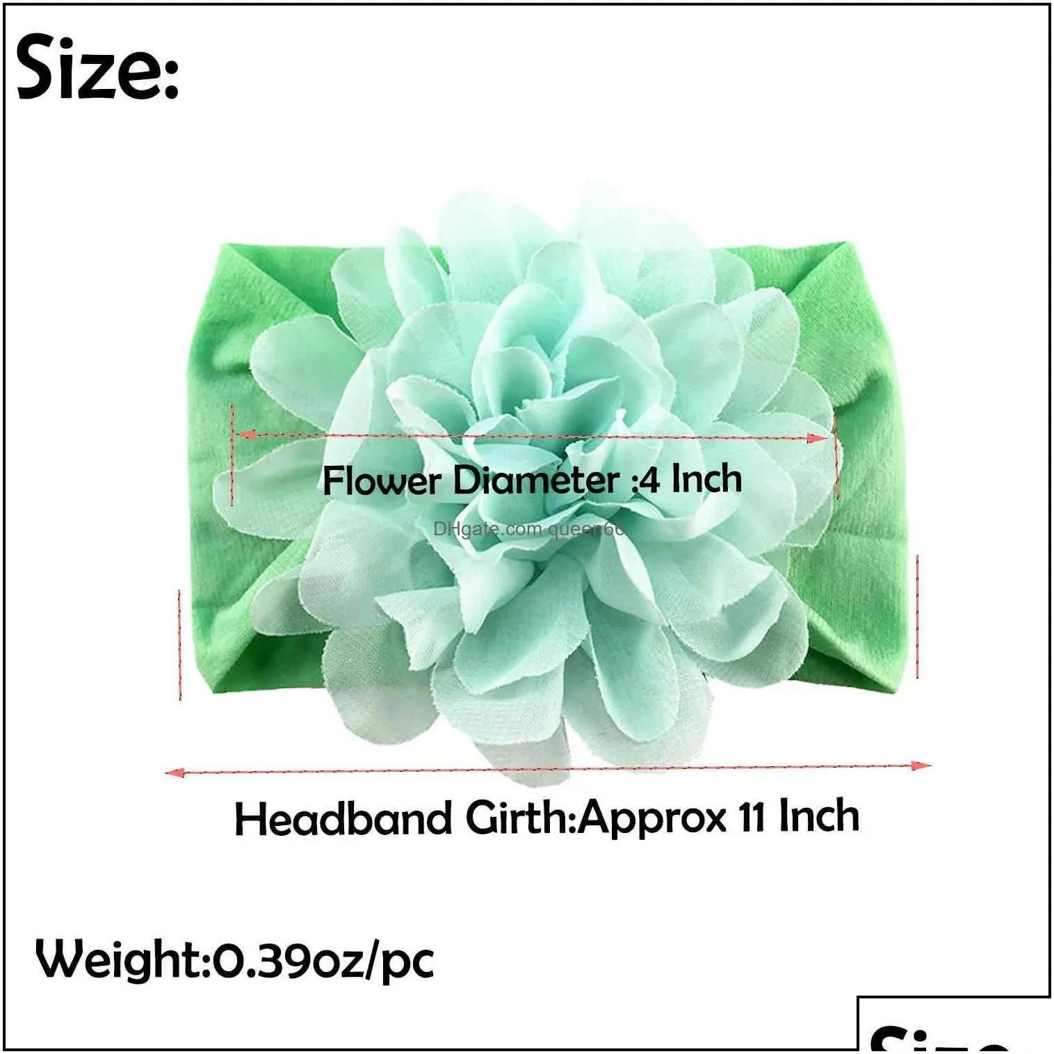 Headbands Nylon Hairbands Hair Wraps Big Chiffon Flower Elastics For Baby Girls Born Infant Toddlers Kids Drop Delivery Jewelry Hairj