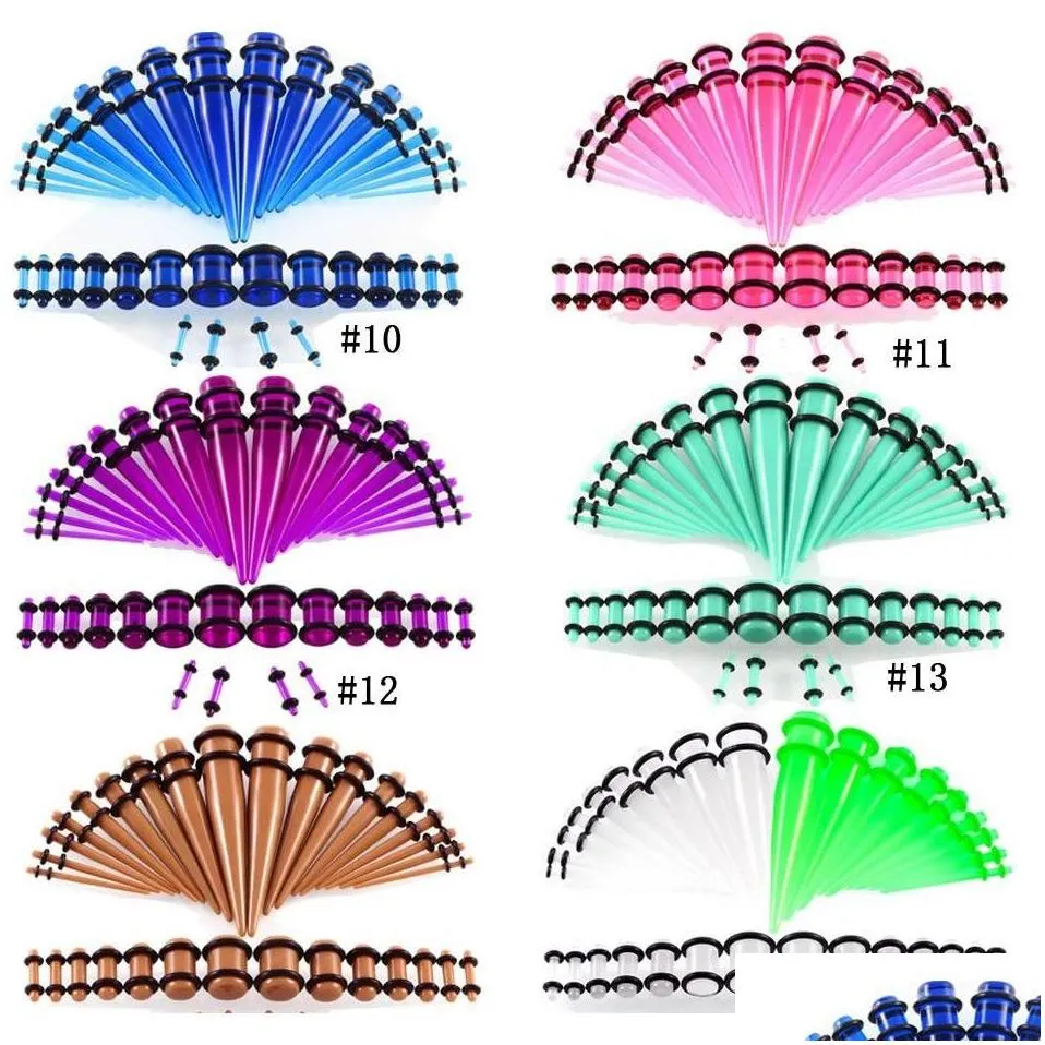 36Pcs/Lot Acrylic Ear Gauge Taper And Plug Stretching Kits Mixed Color Ear Flesh Tunnels Expansion Body Piercing Jewelry Gift X5L28