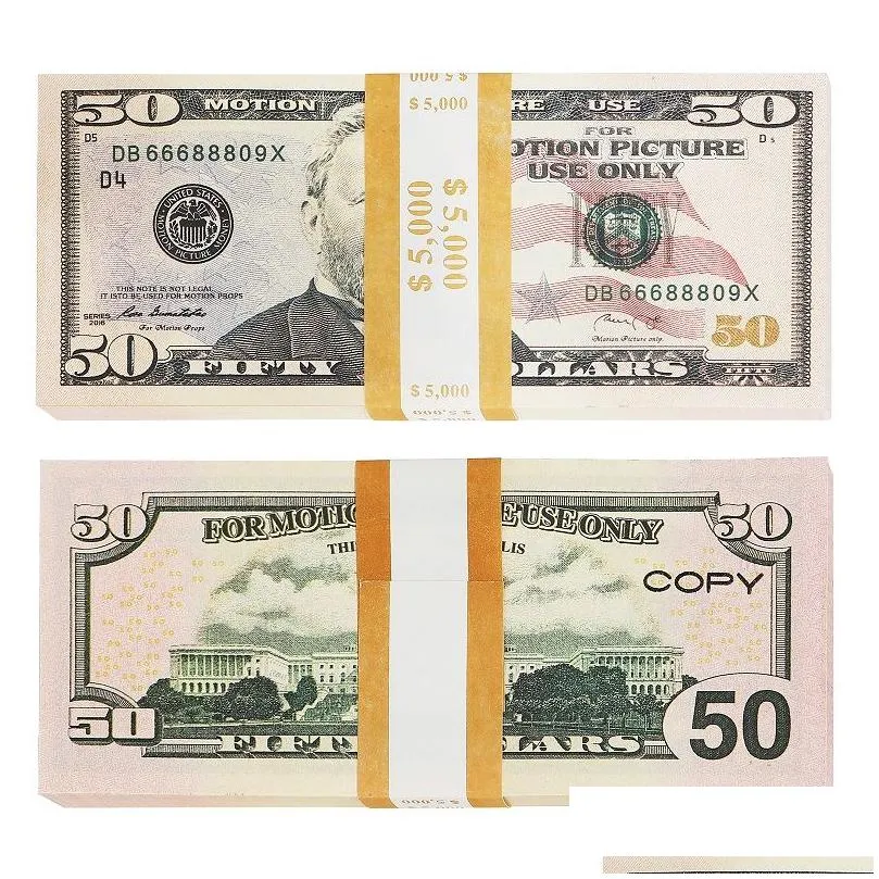 Movie Prop Money Toy Party Supplies Coin Copy Full Print 2 Sided 2000 fake Dollar Sets for Kids Birthday Present Music Videos TV