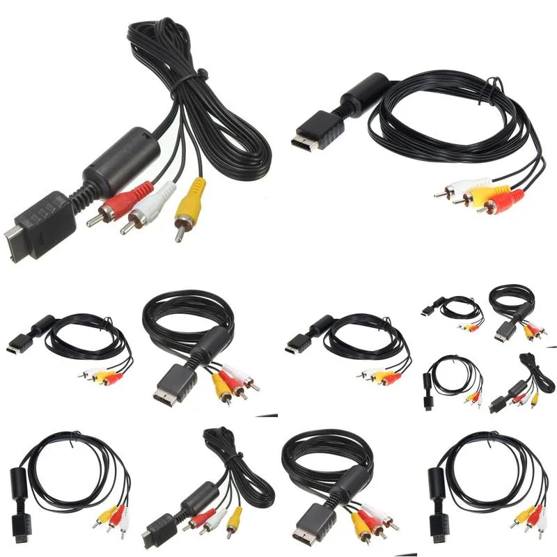 500pcs lots 1.8m Audio Video To 5 RCA AV Cable for PS3/PS2 AV Component TV Video Cable