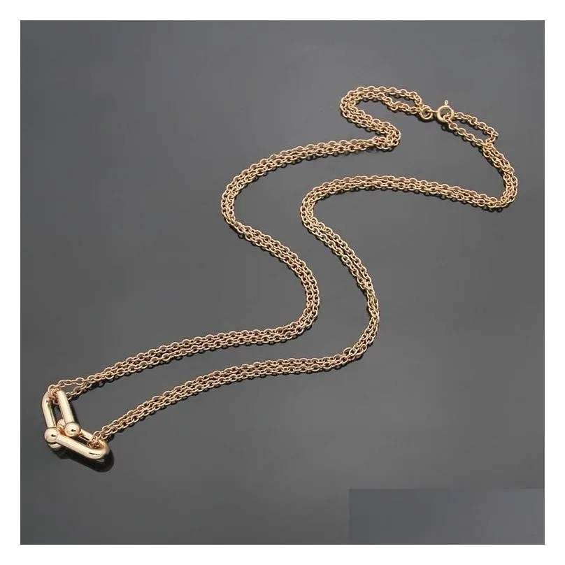  Designer Necklace Horseshoe Clasp Chain Necklace Luxury Bracelet Double U Earrings Women Wedding Jewelry Accessories with Box