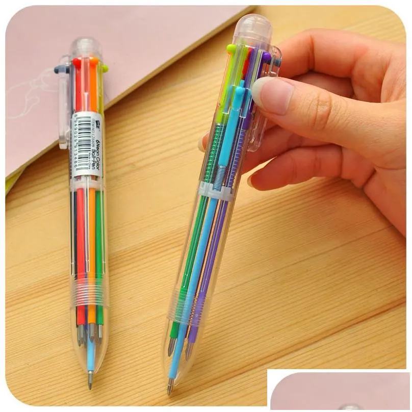 wholesale ballpoint pens 40 pcs south korean creative stationery lovely multi-color ball-point pen rod multifunctional press ink color or 6