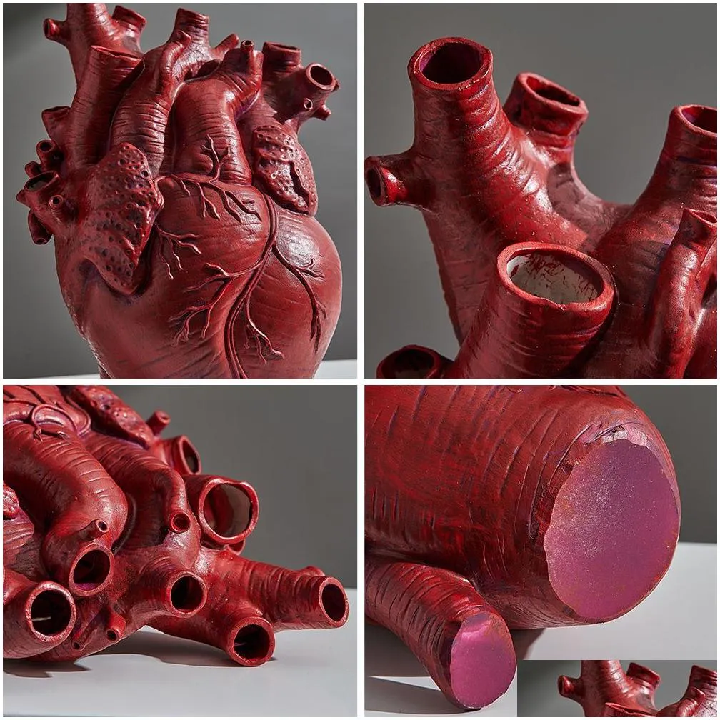 vases figurines resin anatomical heart flowerpot heart vase dried flower container vases pots heart shaped sculpture flowerpot home decoration
