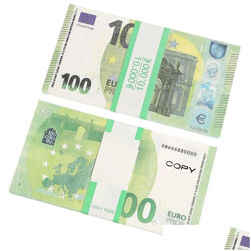 50% Size Wholesale Top Quality Billet Euro Copy 10 20 50 100 Party Math Fake Banknotes Notes Faux Euros Play Collection Gifts Realistic Double Sided Stack Full