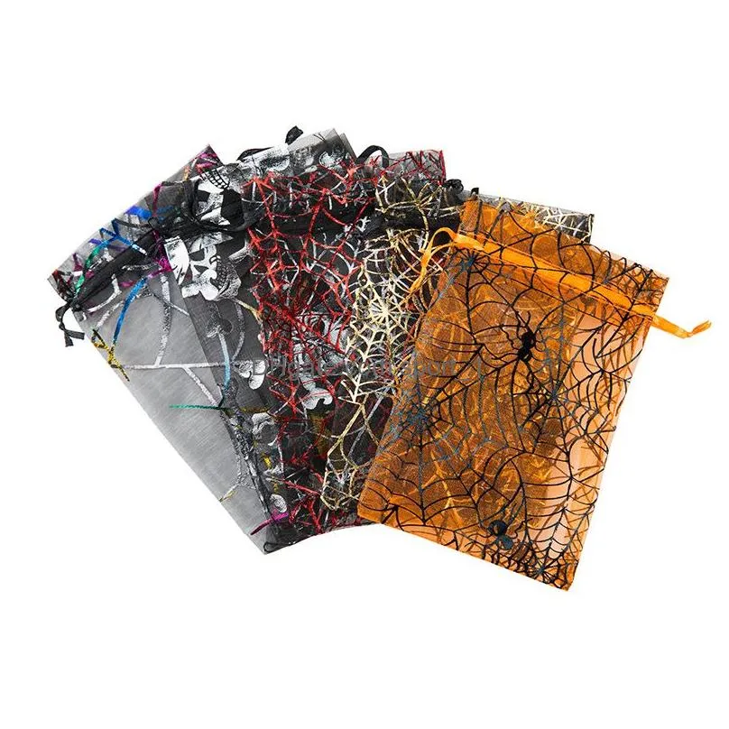 halloween candy storage bag gold plated organza bag gift wrap drawstring bag 10x15cm