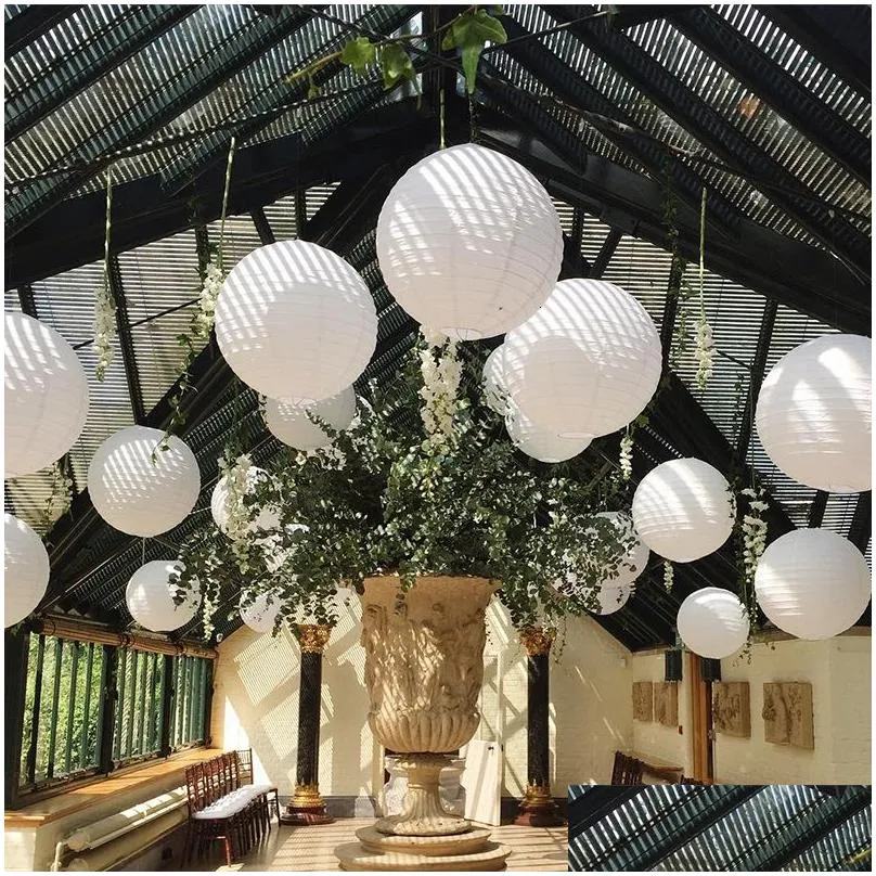 other event party supplies 30/40/50/60pcs mixed 4-14 white paper lanterns wedding decoration japanese lanterns hanging chinese ball lampion party decor