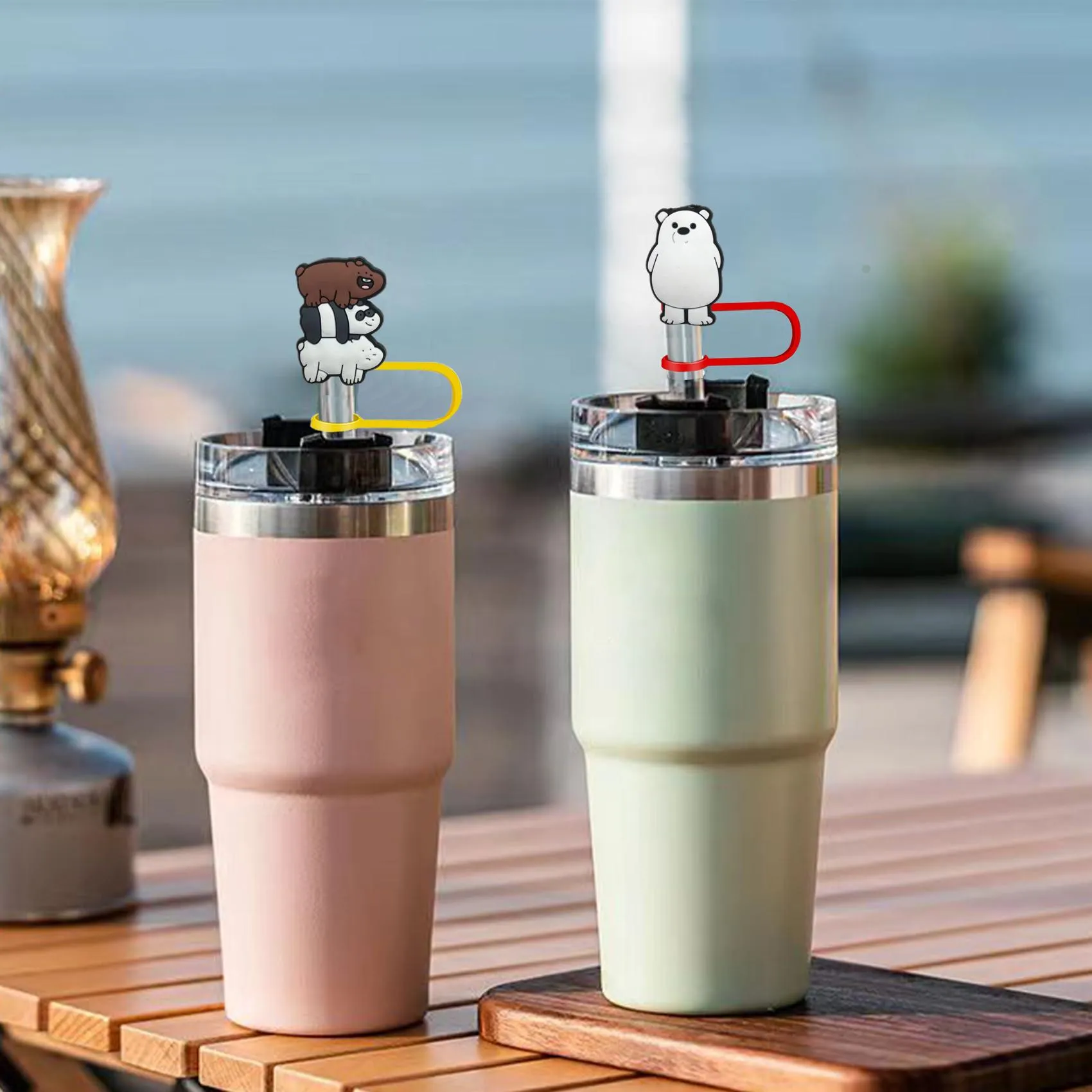 three naked bears straw cover for  cups soft silicone 8mm straws tips lids home and party decor dust-proof protectors 30 40 oz tumbler