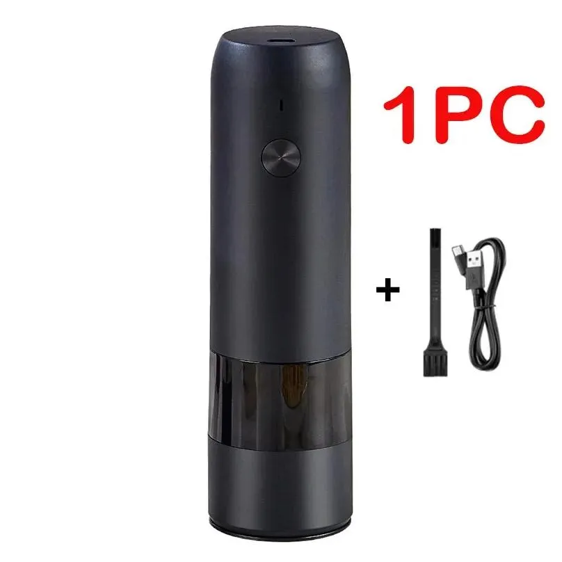 2pc automatic pepper grinder usb electric rechargeable salt spices grinder mill with led light stainless steel seasoning bottle 240304