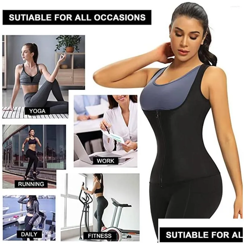 womens shapers sauna corset gym women shapewear slimming thermo trainer tank fitness vest shaper workout shirt top sweat zipper waist