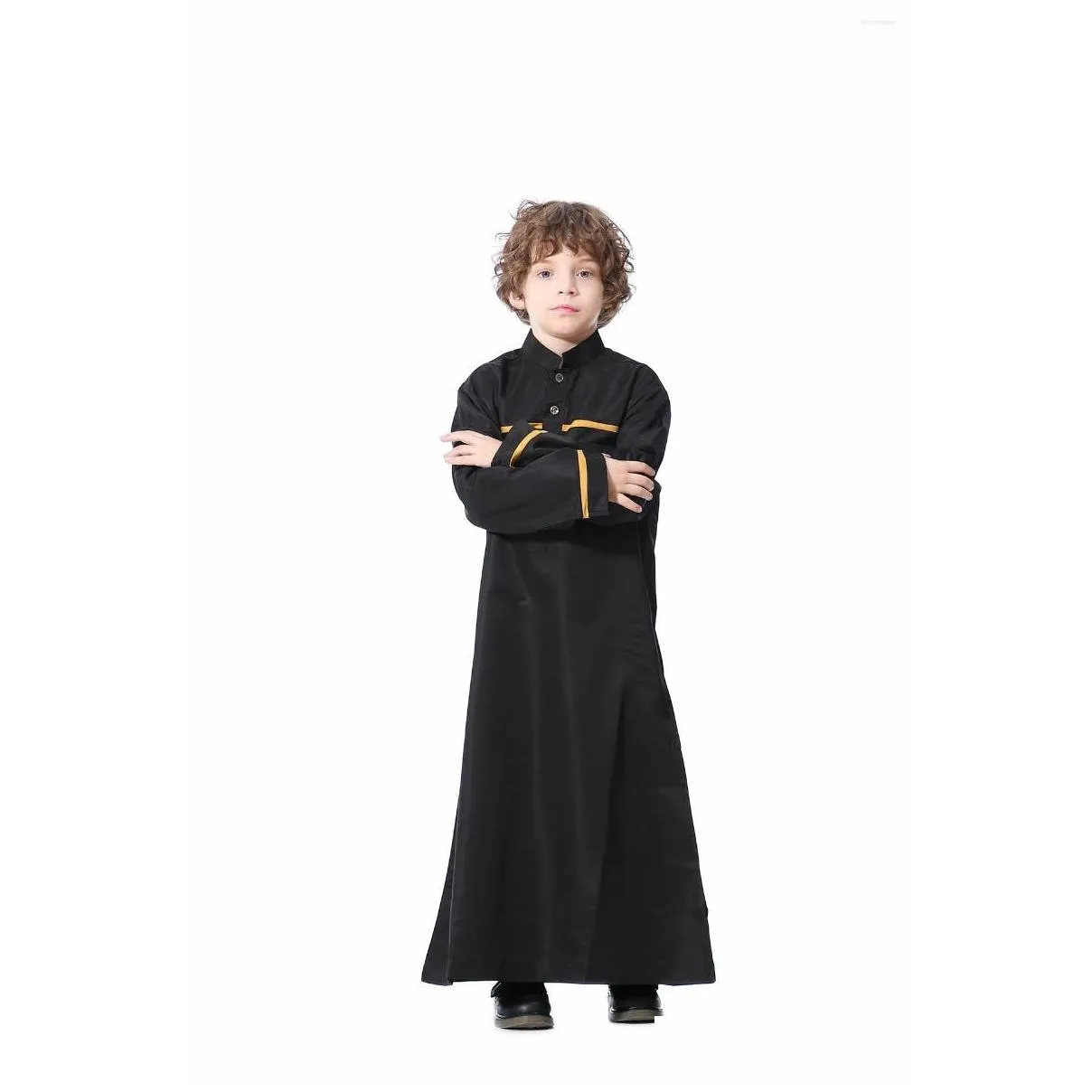 ethnic clothing autumn muslim kids abaya for boys jubba thobe long sleeves arab teenagers islamic children dubai stripes robe kaftan