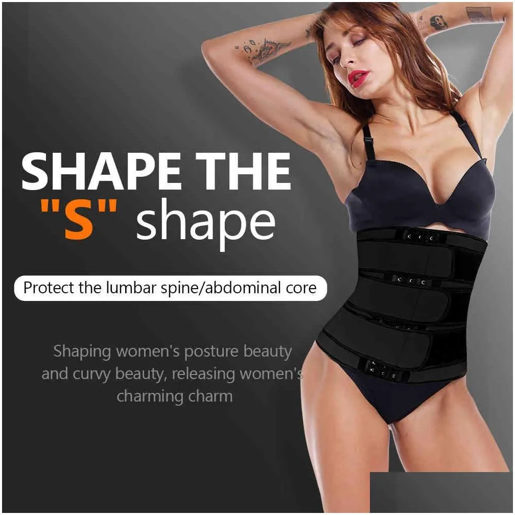 Womens Shapers Waist Trainer Body Shaper Plus Size Wasit Belly Control Sweat Belt Cinta Modeladora Waste Trainers 210326 Drop Delive Dhol7