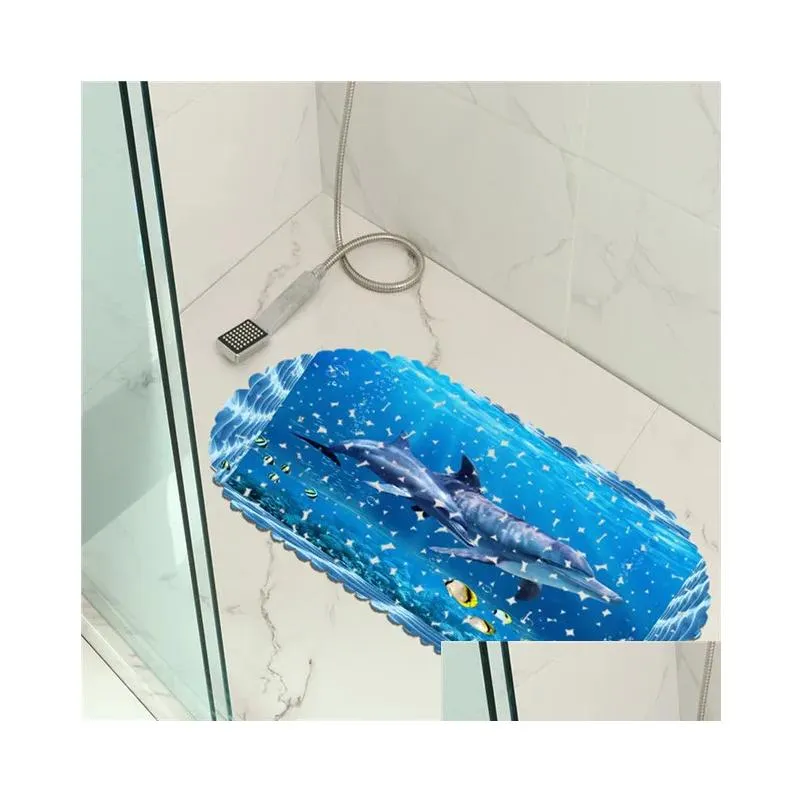 bath mats 35x70cm ocean world pvc anti slip douche bathroom mat shower pad tapete banheiro antiderrapante tappetino doccia 230921