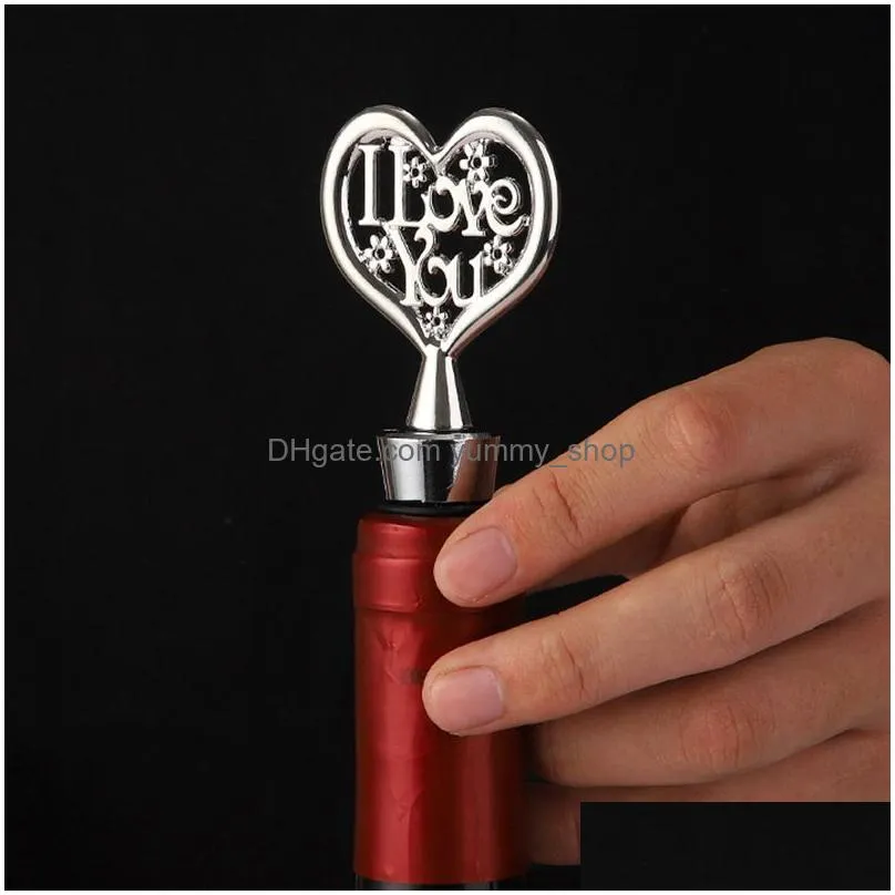 heart wine stopper bar tool party favor zinc alloy champagne sealing stopper wedding guest gift