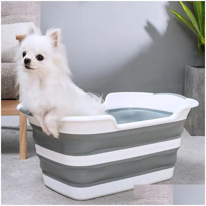 bathroom sinks 60x40cm plastic folding basin portable baby bathtub large adult pet dog cat bath bucket laundry tub bathroom kitchen accessories