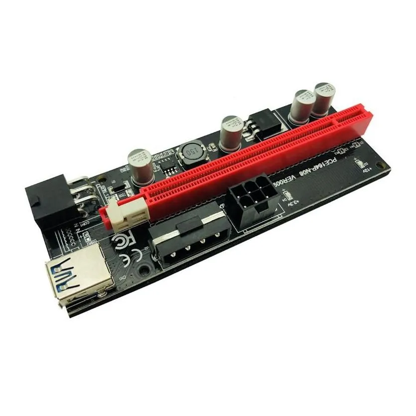 6pcs Newest USB 3.0 PCI-E Riser VER 009S Express 1X 4x 8x 16x Extender Riser Adapter Card SATA 15pin to 6 pin