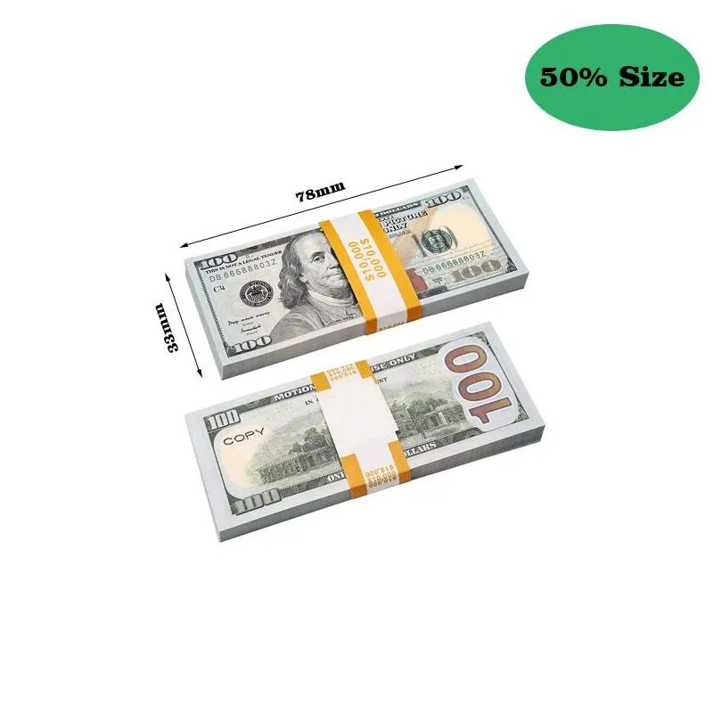 Movie Prop Money Toy Party Supplies Coin Copy Full Print 2 Sided 2000 fake Dollar Sets for Kids Birthday Present Music Videos TV