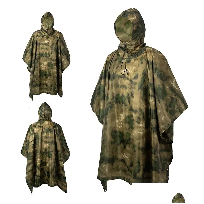 raincoats multifunctional raincoat waterproof poncho camouflage cover for camping hunting clothes shelter tent military emergency raincoat