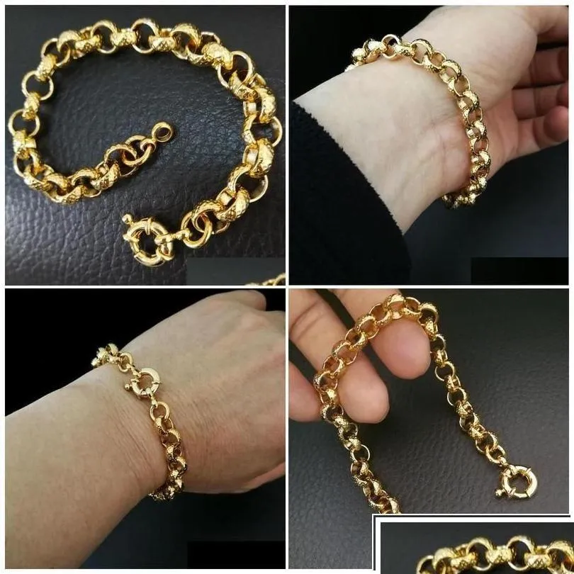 Chain Link Gold Filled Belcher Bolt Ring Mens Womens Solid Bracelet Jewllery In Length Drop Delivery Jewelry Bracelets Dhvta