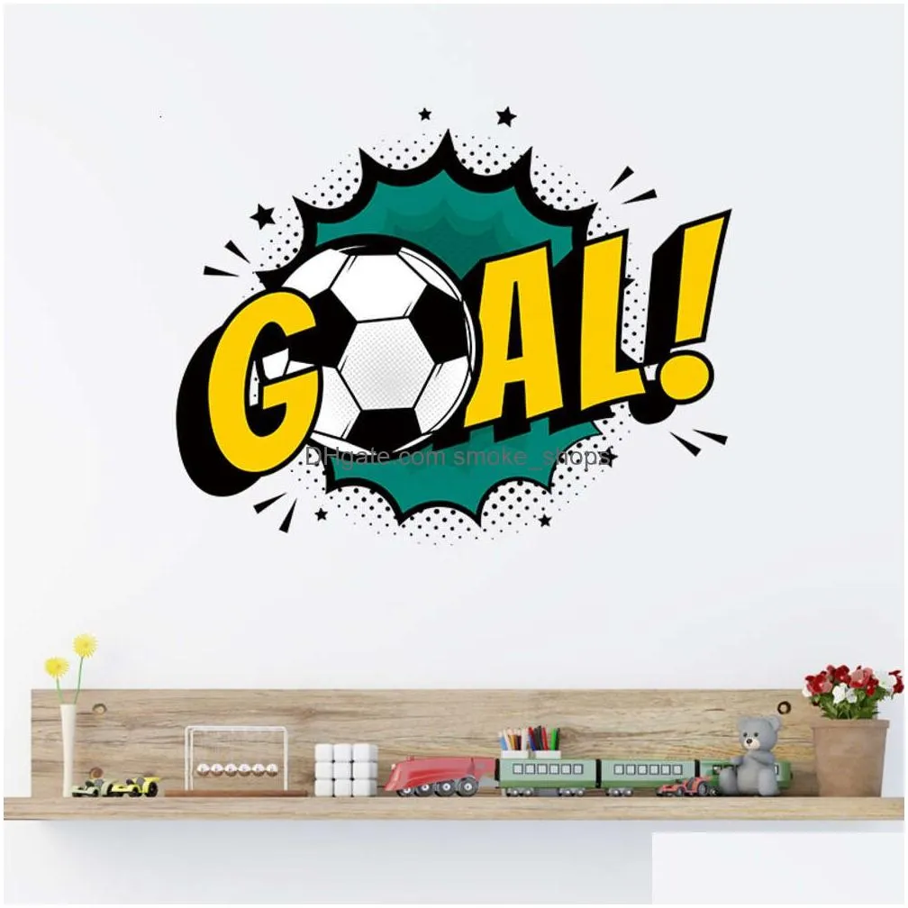 goal football soccer word art hole wall stickers for kids room bedroom play room for baby room wall decals decorative stickers