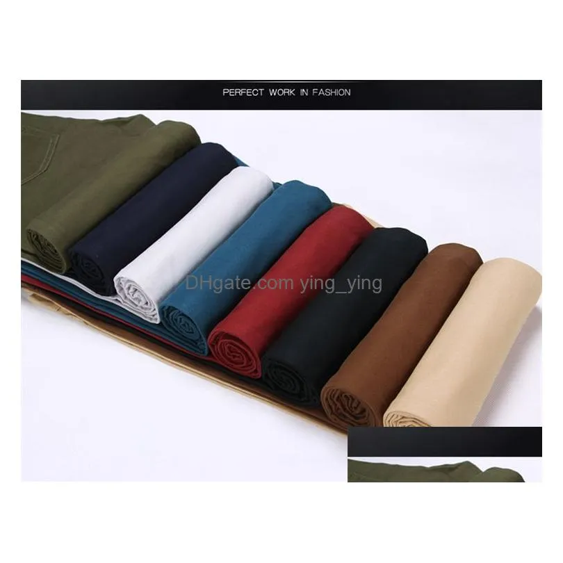2019 spring autumn casual pants men cotton slim fit chinos fashion trousers male brand clothing plus size 8 colour