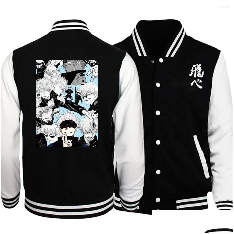 Mens Jackets Haikyuu Printed Baseball Uniform Japanese Cartoon Fashion Warm Men Streetwear Bomber Jacket Autumn Winter Coat Drop Del Dhyf3