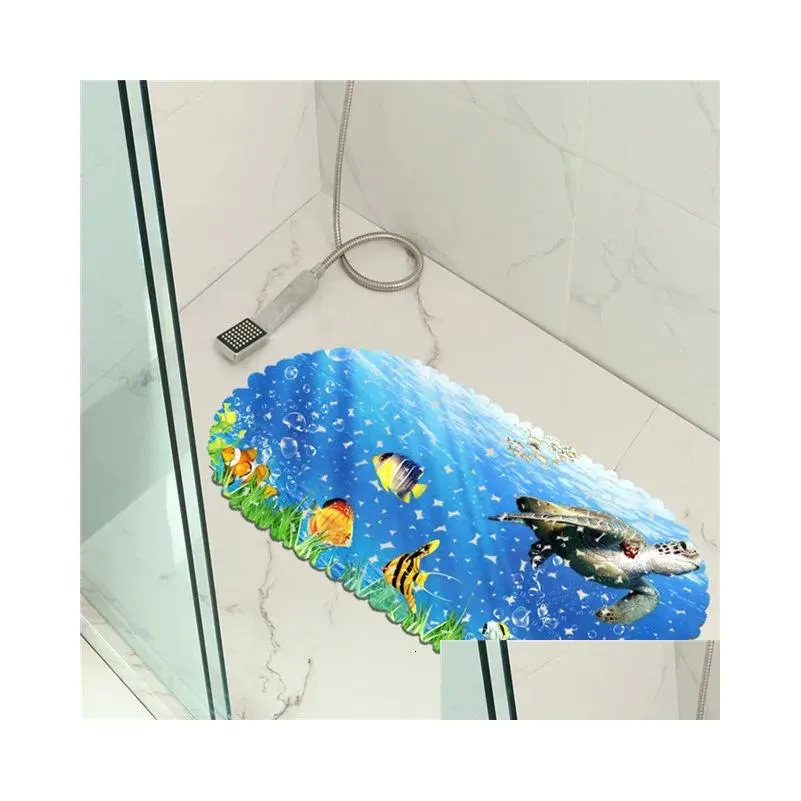 bath mats 35x70cm ocean world pvc anti slip douche bathroom mat shower pad tapete banheiro antiderrapante tappetino doccia 230921