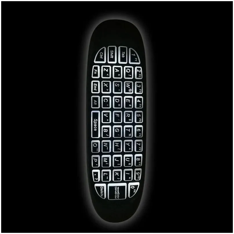 C120 Backlight Fly Air Mouse 2.4GHz Wireless Keyboard 6-Axis Gyroscope Game Handgrip Remote Control for Android TV BOX Backlit