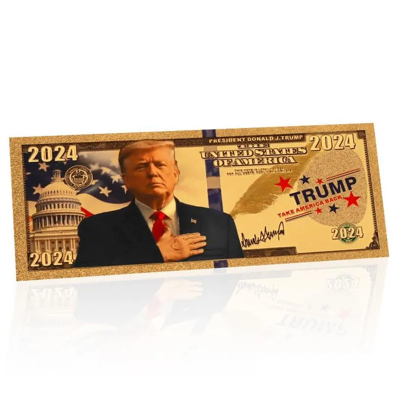 Trump 2024 Banknote 45th President of American Gold Foil US Dollar  Set Fake Money Commemorative Coins