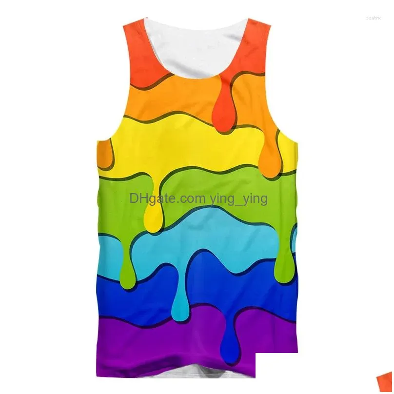 mens tank tops splash paint colorful stripes top 3d printed man/ women casual fashion campaign vest summer oversized gym clothing men