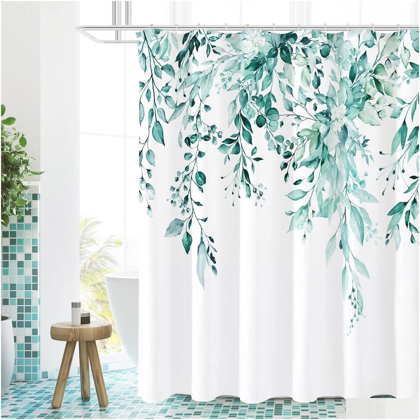 shower curtains greenery leaf bathroom curtain vine flower shower curtain modern nordic minimalist polyester home decor bathroom curtain hooks