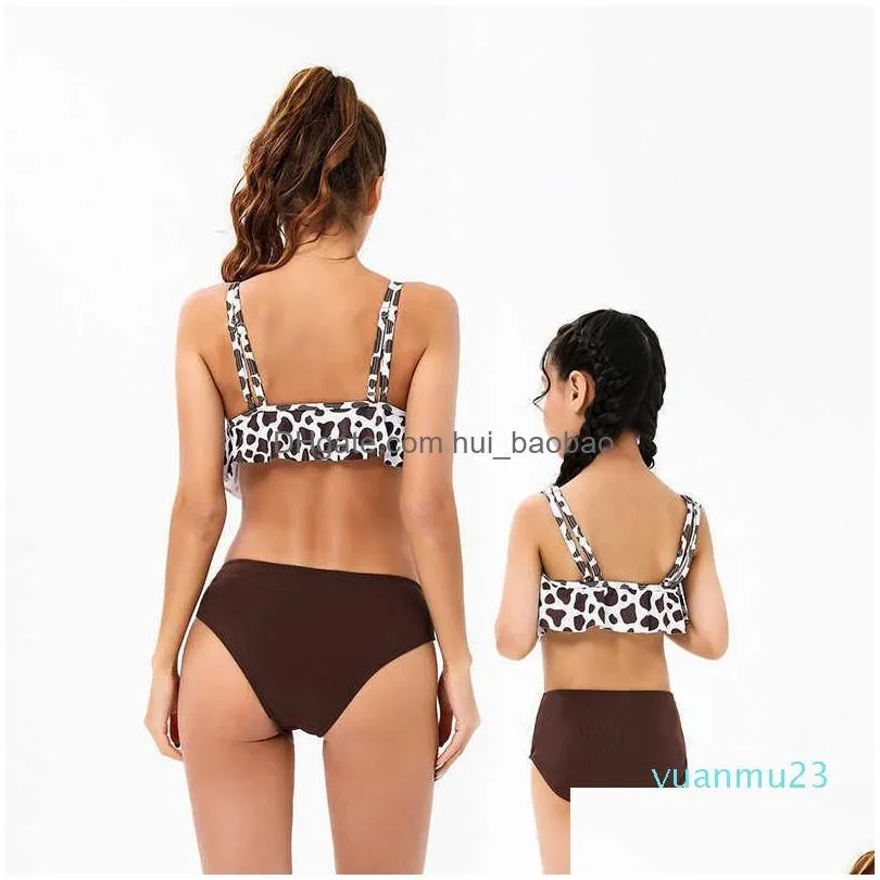 child swimsuit parent printed ruffle split bikini mother daughter swimsuit bikini 54