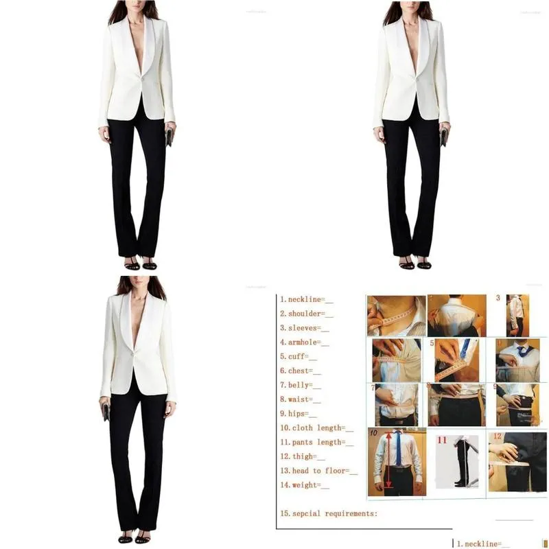 Womens Two Piece Pants Women Suit One Button Slim 2 Pieces Set Fit Business Custom Made Office Lady Jacket With Black Drop Delivery Dhqxe