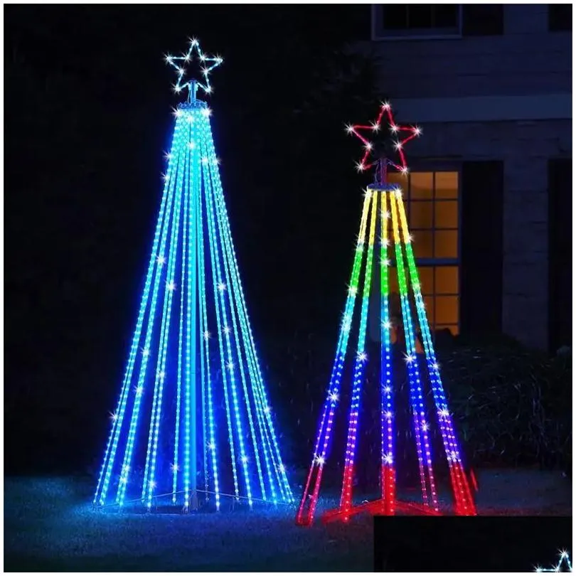 christmas decorations led christmas tree lightshow string cone waterfall star lights outdoor multicolor lightshow for wedding party decoration eu plug