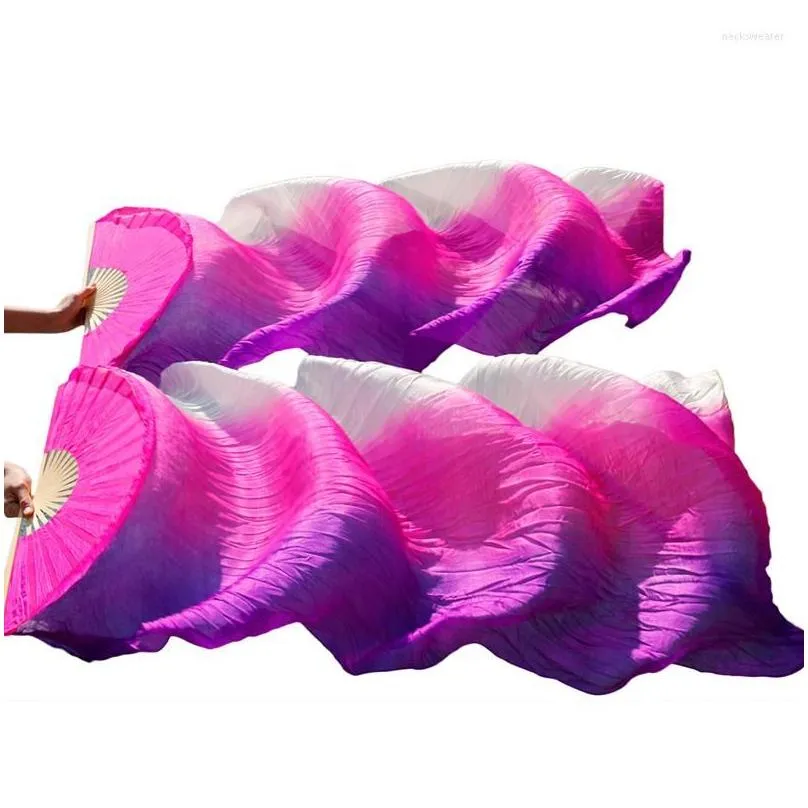 stage wear belly dance fan 1 pair handmade dyed silk high quality chinese real silk/imitation veil