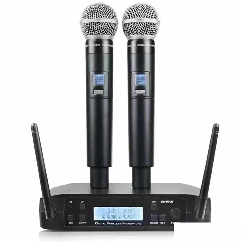 Microphones Microphone Wireless GLXD4 Professional System UHF Dynamic Mic 80M Party Stage Singing Speech Handheld Microphones for 
