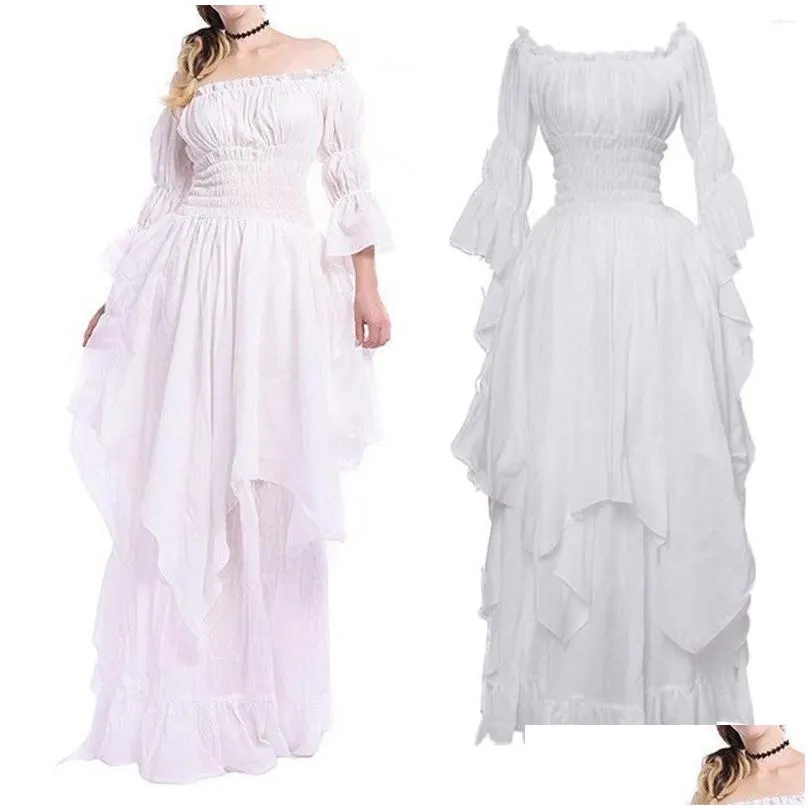 Casual Dresses Vintage Victorian Medieval Dress Women Renaissance Gothic Cosplay Halloween Costume Prom Princess Gown Party Drop Del Dhn6V