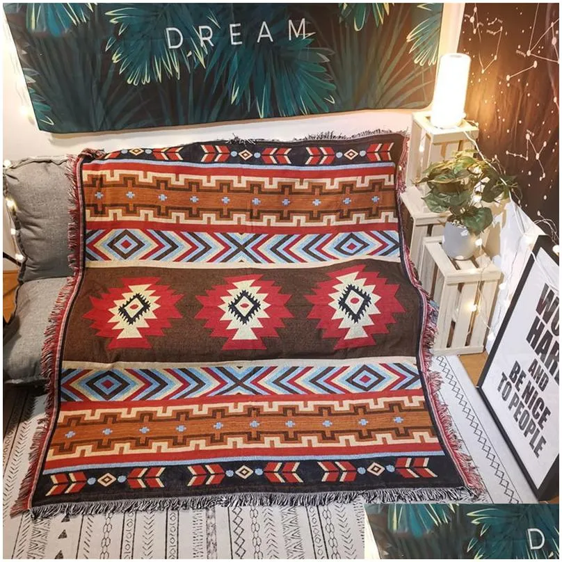 blankets tribal blankets indian outdoor rugs camping picnic blanket boho decorative bed blankets plaid sofa mats travel rug tassels linen