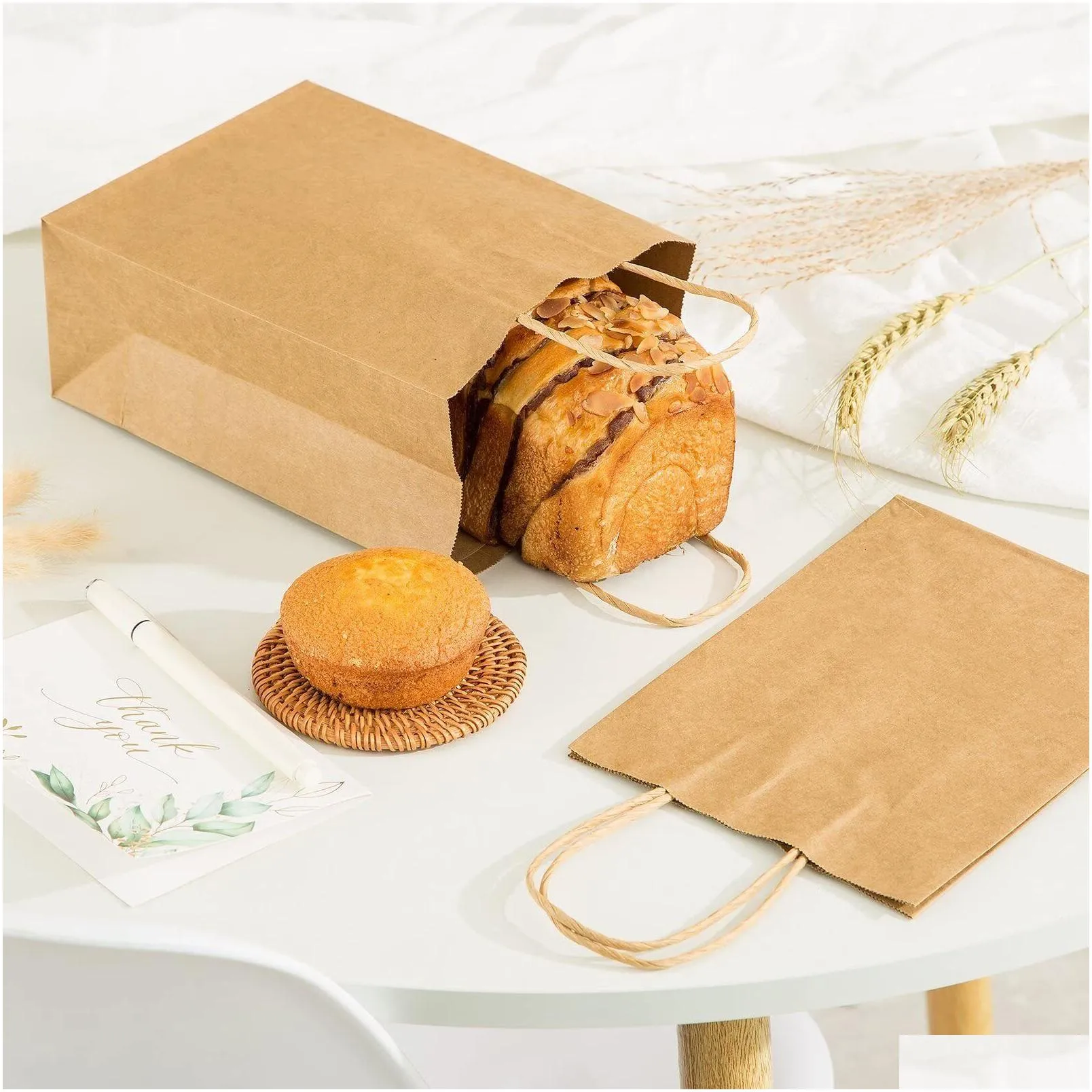 gift wrap 10/20pcs kraft paper bags with handles gift bags small paper bags for party favor bags white brown small business shopping bags