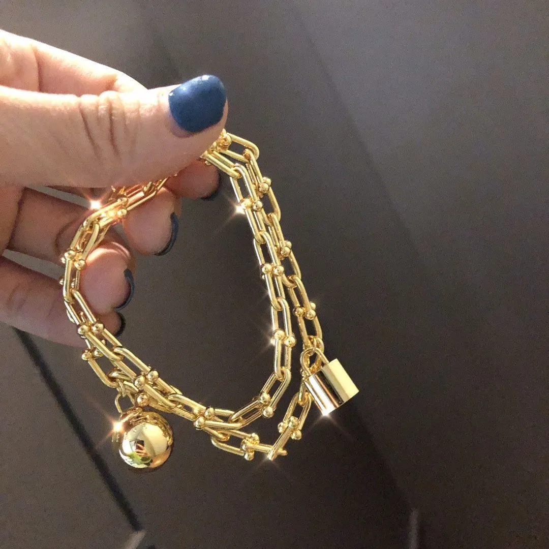 Luxury Pendant Necklace Hardware Brand Designer Copper Round Ball Bamboo Lock Bucket Chain Choker For Women Jewelry With Box