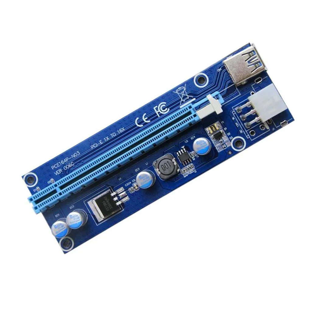 Ver 006C PCIe 1x to 16x Express Graphic pci-e riser Extender 60cm USB 3.0 Cable SATA to 6Pin Power Pcie Riser Card for BTC mining