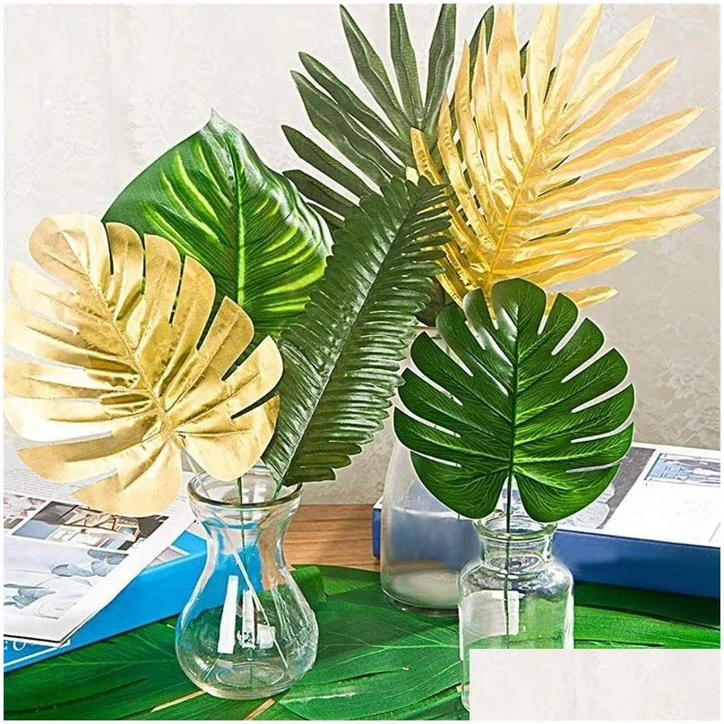 other event party supplies 72 pcs artificial palm tropical leaves jungle leaves decorations for beach baby shower wedding birthday decorations