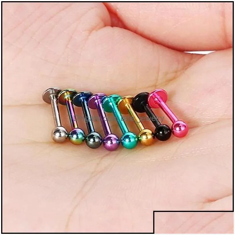 Nose Rings Studs 10Pcs Ball Titanium Stainless Steel Labret Lip Stud Chin Eyebrow Ring Bar Tragus Piercing Body Jewelry 668 T2 Dro